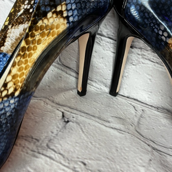 Jessica Simpson Pheeby Patent Snake Print Translucent Office Siren Pump Sz 8 GUC - Picture 11 of 12